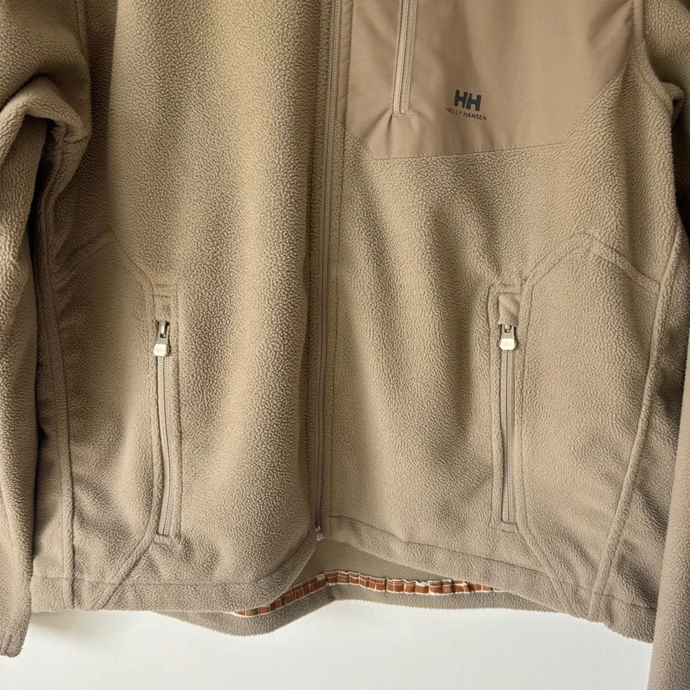 Helly Hansen Tan Brown Full Zip Fleece Jacket Outdoor Activewear